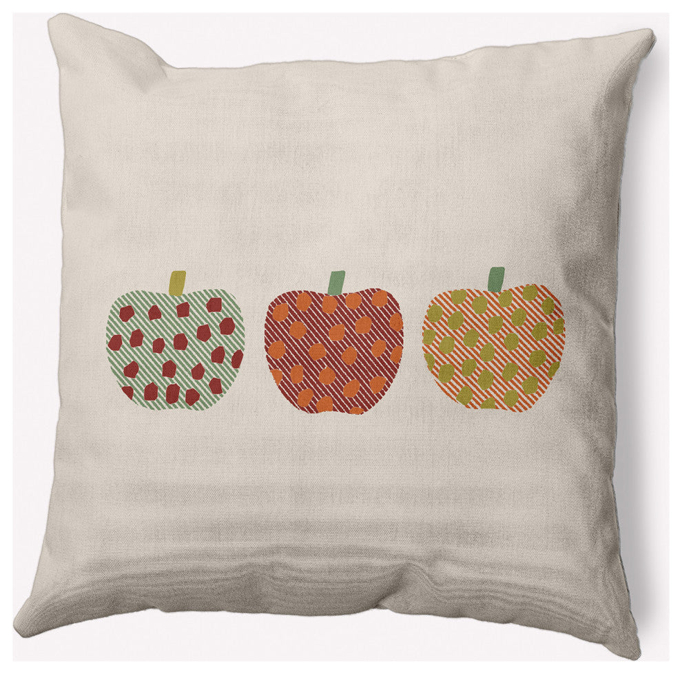20" x 20" Apples Indoor/Outdoor Polyester Throw Pillow, Maple Red