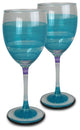 Retro Stripe Turquoise Wine Glasses, Set of 2