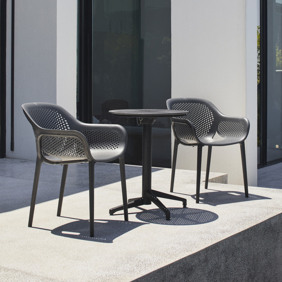 Atra Patio Dining Side Chair, Set of 2, Anthracite Black