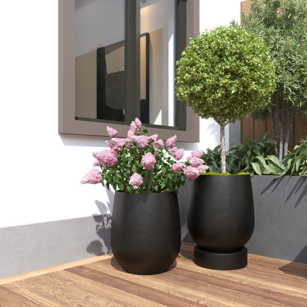 DTY Signature Mount Wilson 1-piece Fiberstone Tapered Planter, Black, Large