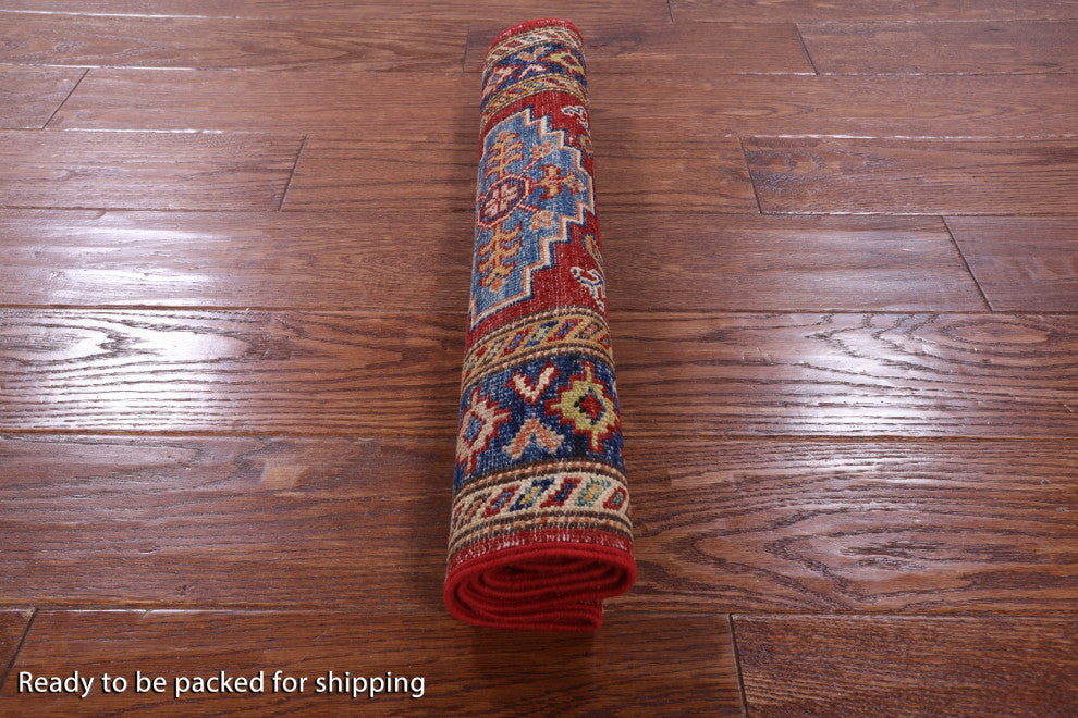 1' 11" X 3' 3" Super Kazak Handmade Wool Rug - Q12984