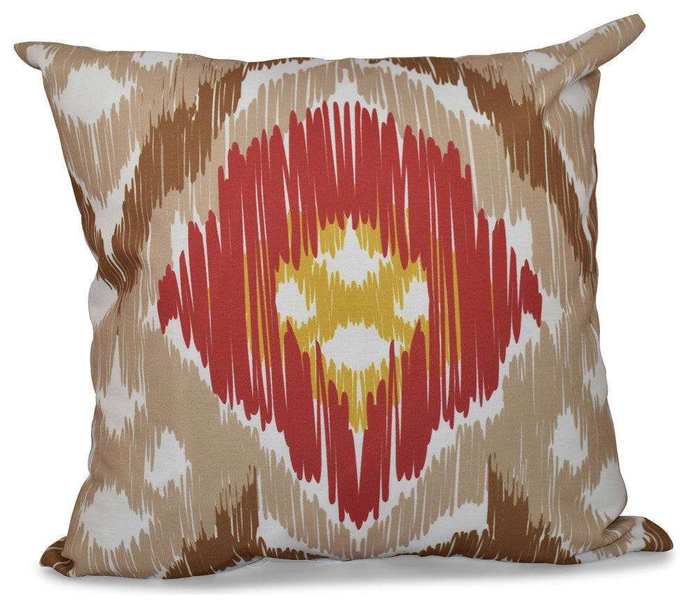 Original, Geometric Print Pillow, Taupe Or Beige, 16"x16"