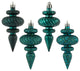 Vickerman N500062 4" Sea Blue Finial 4 Finish Ornament Assortment 8 Per Box