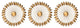 Set of Three Gold Sunburst Leaf Wall Decor