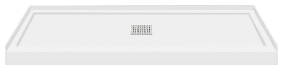 Transolid Linear 48"x32" Single Threshold Shower Base with a Center Drain, White, 60-in L X 36-in W
