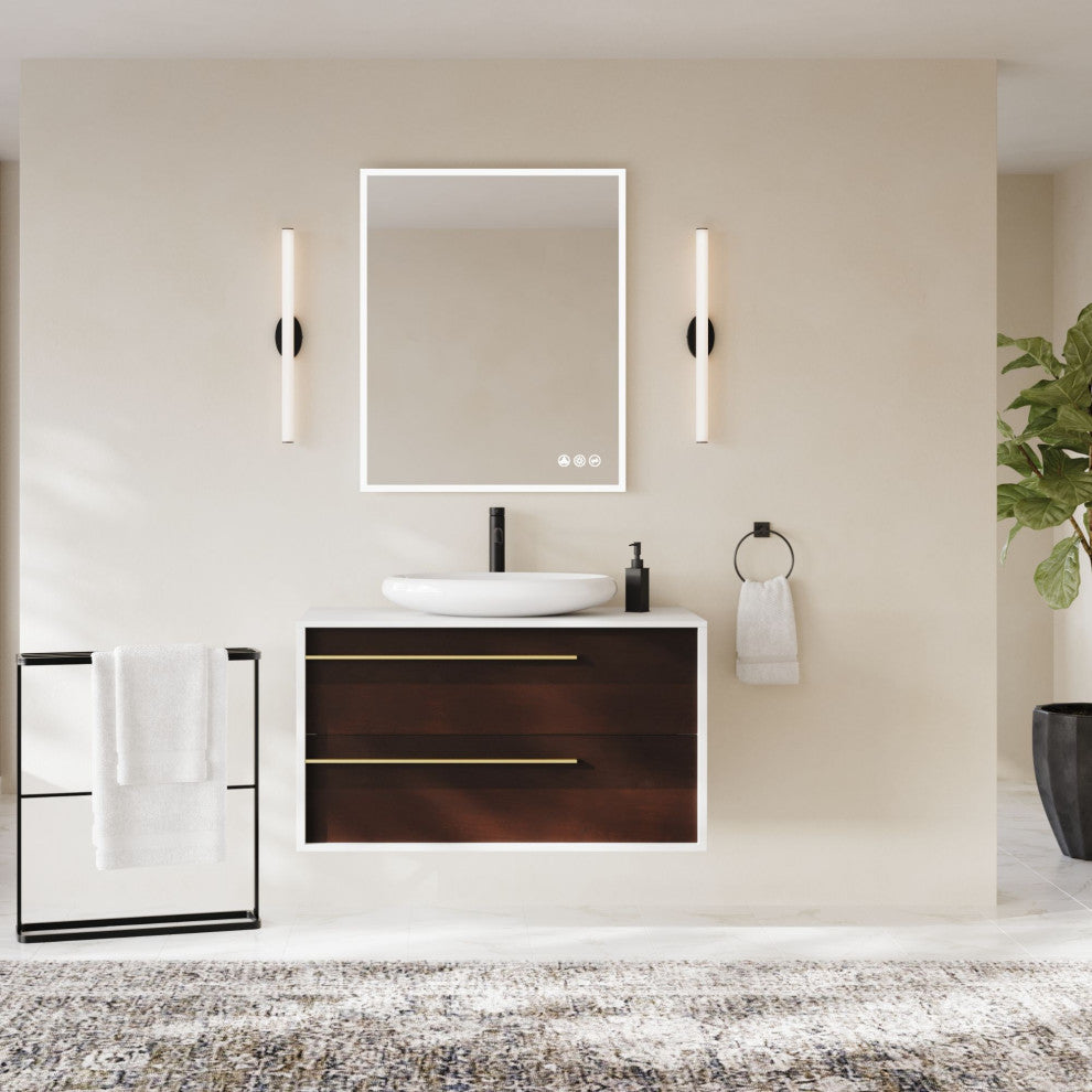 The Rhone Bathroom Vanity, Smoke Grey, 42", Single Sink, Wall Mounted