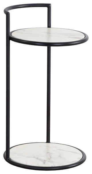 Parga End Table, Black, Marble Look
