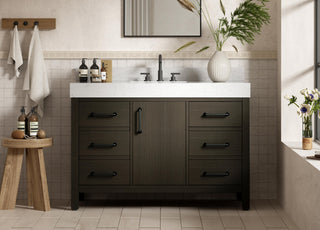 Home Living 48" Single Bathroom Vanity, Mocha Brown With Backsplash