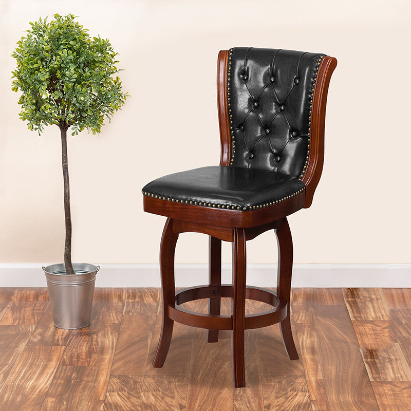 26" Cherry Wood Stool