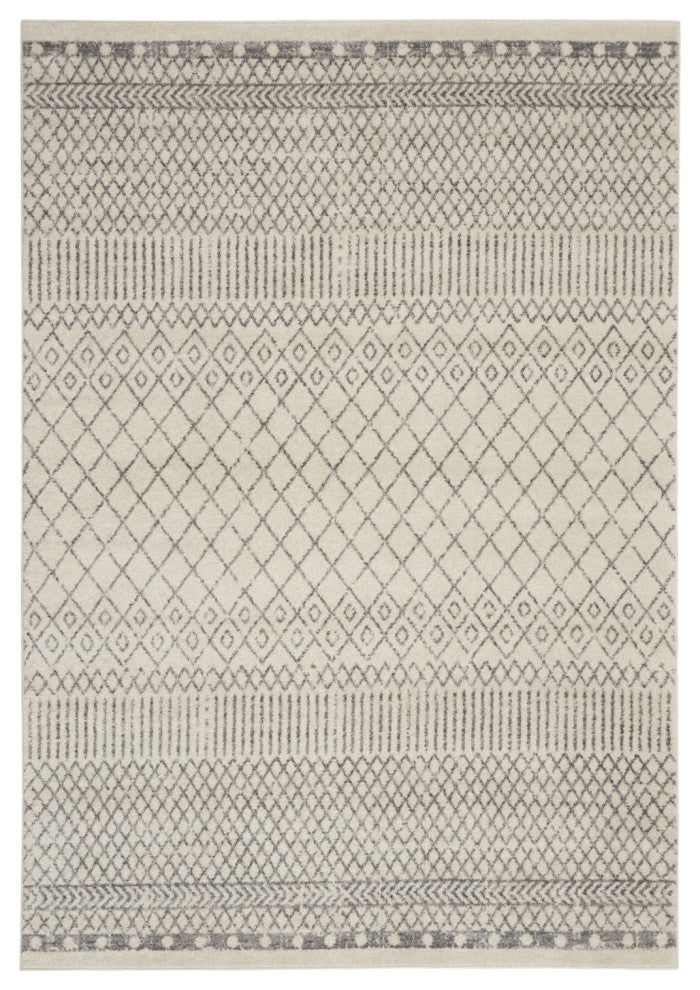 7" x 10" Ivory and Gray Geometric Area Rug