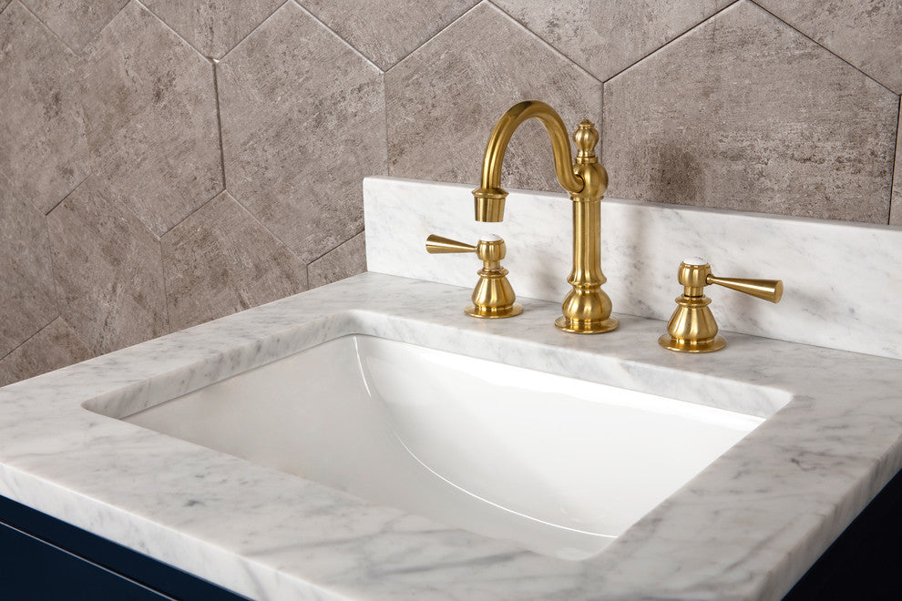 Madalyn 30" Monarch Blue Bathroom Vanity With Satin Brass Faucet