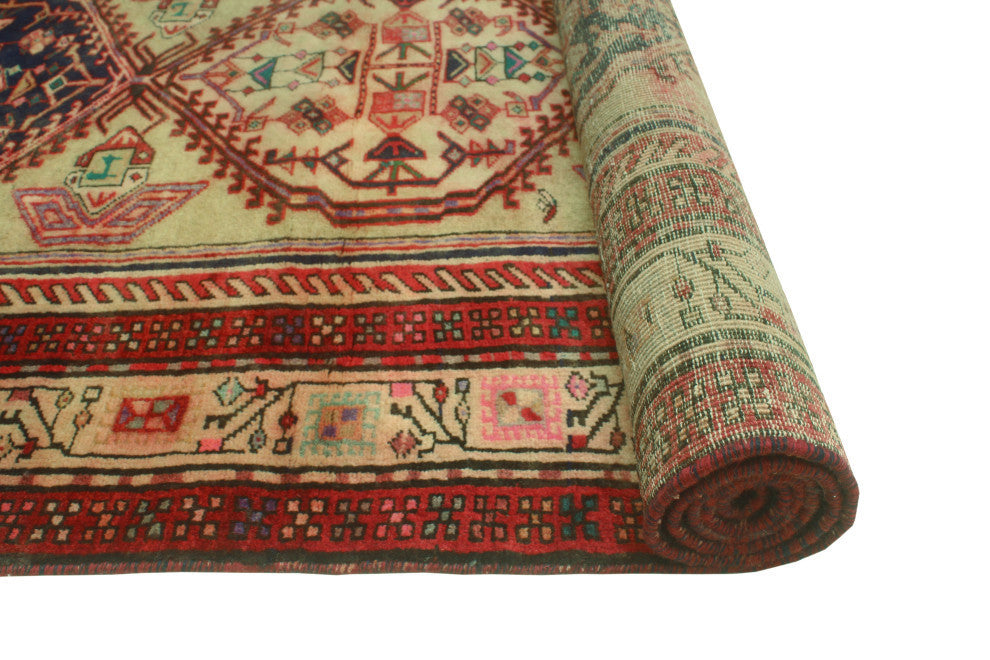 Fine Vintage Distressed Aisha Light Green/Beige Runner, 3'10x9'7