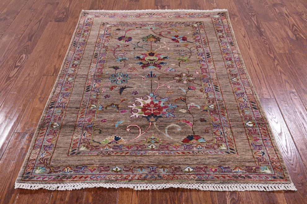 Hand Knotted Persian Tabriz Wool Rug 3' 7" X 4' 10" Q10030