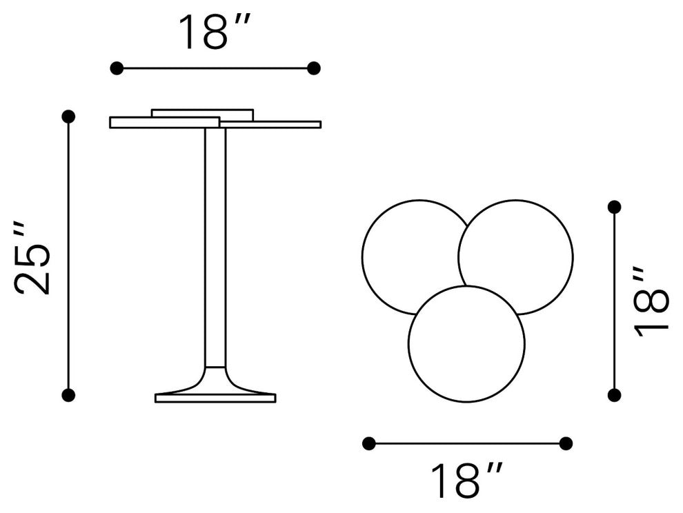 Sofa Side Table, Aluminum, Metal, Bronze, Antique Brass, Lounge Hospitality
