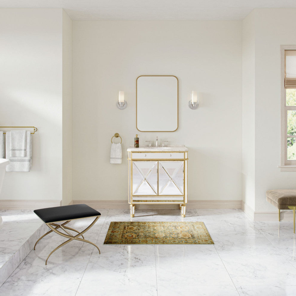 The Calista Bathroom Vanity, Gold, 32", Single Sink, Freestanding