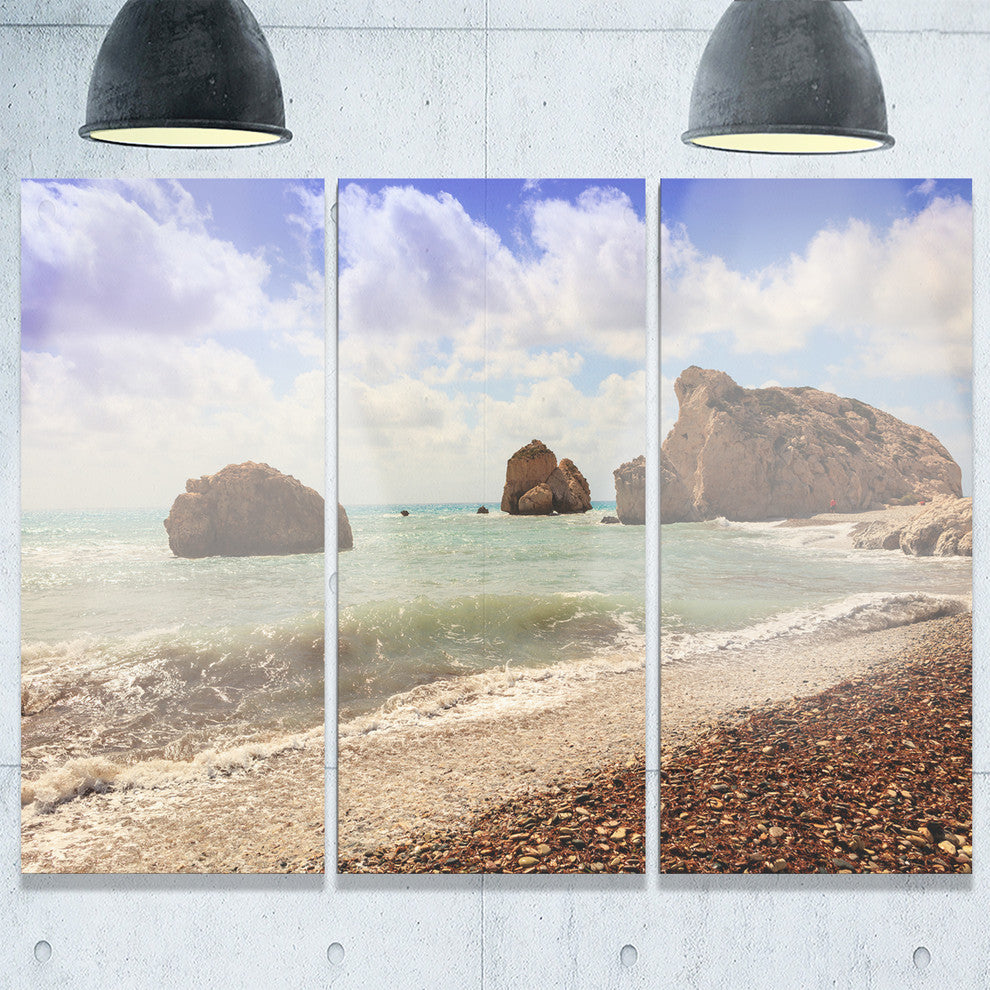 "Amazing Aphrodite's Rock in Cyprus" Metal Wall Art, 3 Panels, 36"x28"