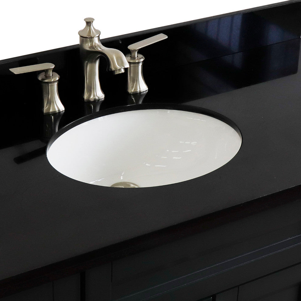 49" Single Sink Vanity, Dark Gray Finish With Black Galaxy Granite