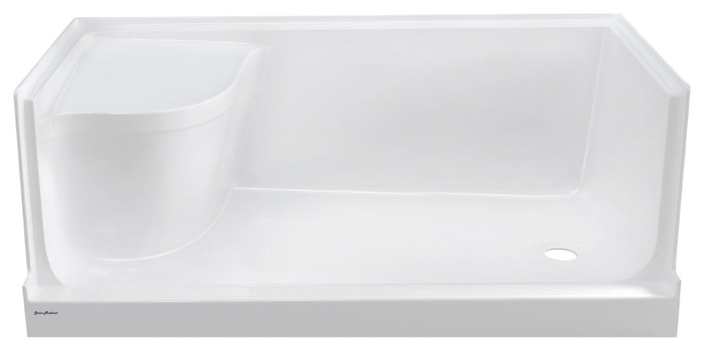Aquatique 60"x32" Single Threshold Shower Base, White
