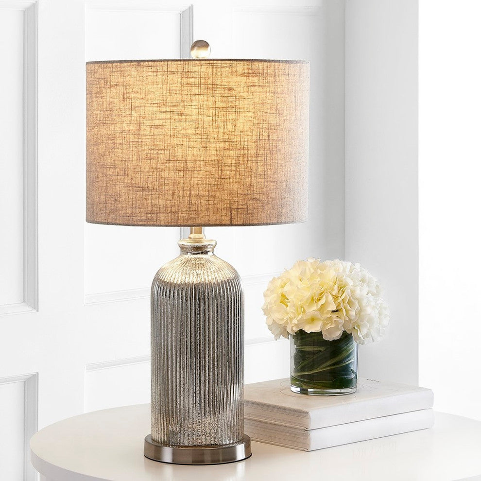 Safavieh Ashson Table Lamp Set of 2 Silver/Ivory