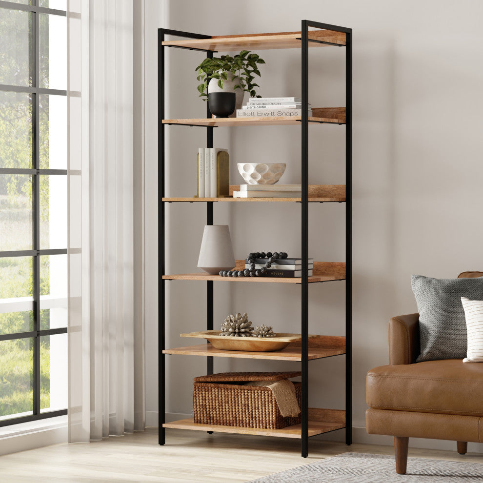 Kelsey Solid Mango Wood Large Bookshelf, Natural