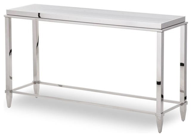 Modrest Agar Modern Glass and Stainless Steel Console Table