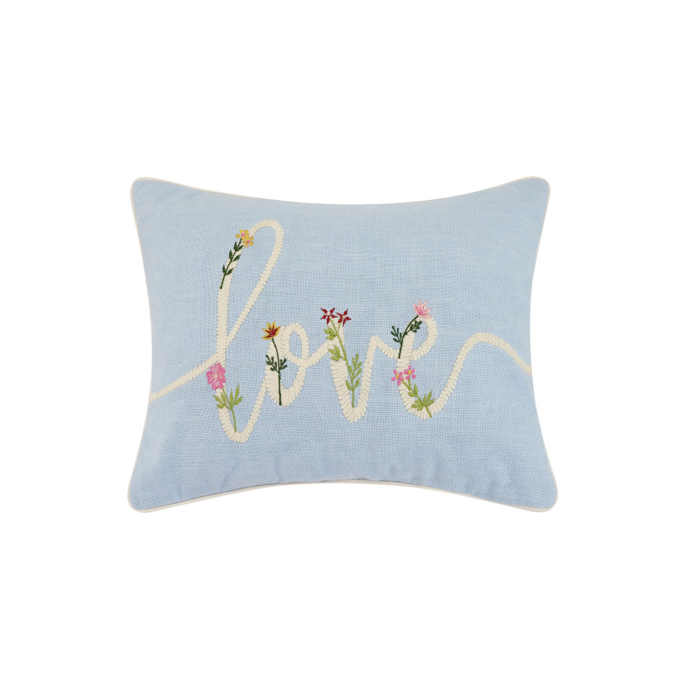 Floral Love Cord Embroidered Pillow