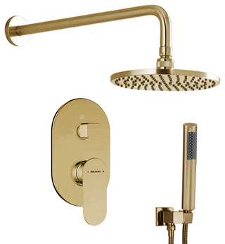 Bravat Wall Mounted Shower Set, Valve Mixer 2-Way Concealed, Brushed Gold