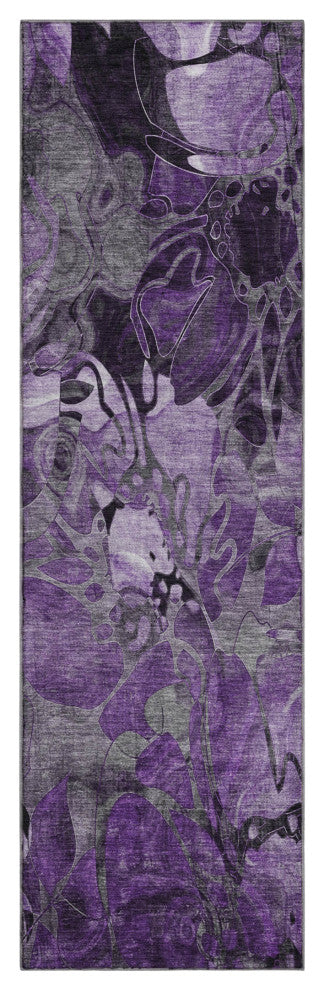 Premium Machine Washable Mayfield AMF558 Purple 2'3" x 7'6" Runner Rug