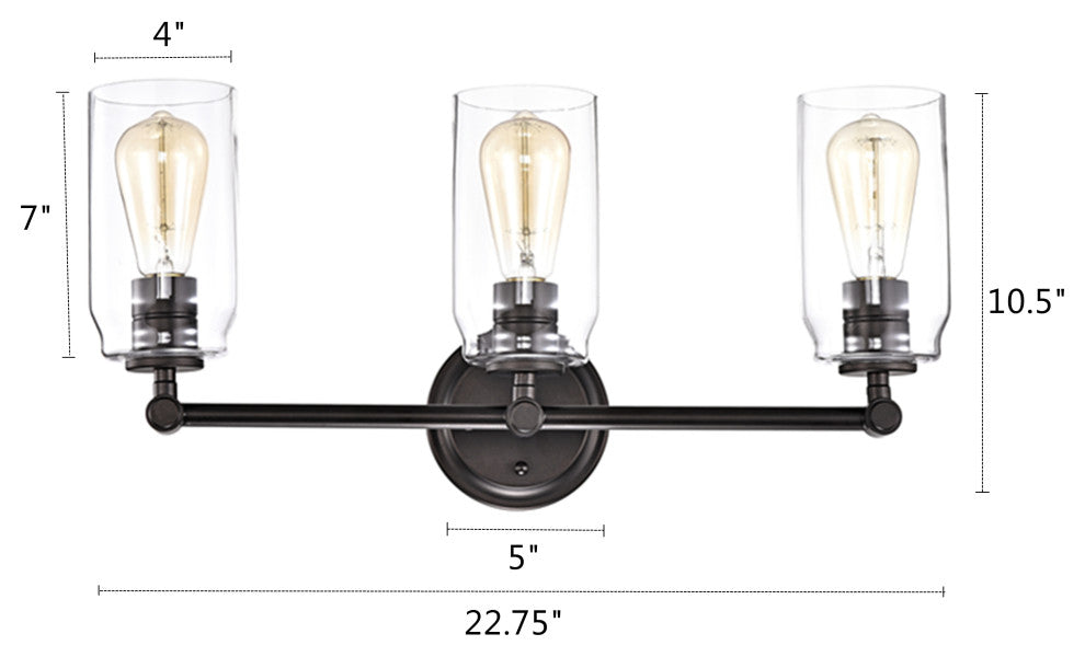 CHLOE Lighting Joyce Contemporary 3-Light Bath Vanity Fixture, Rubbed Bronze