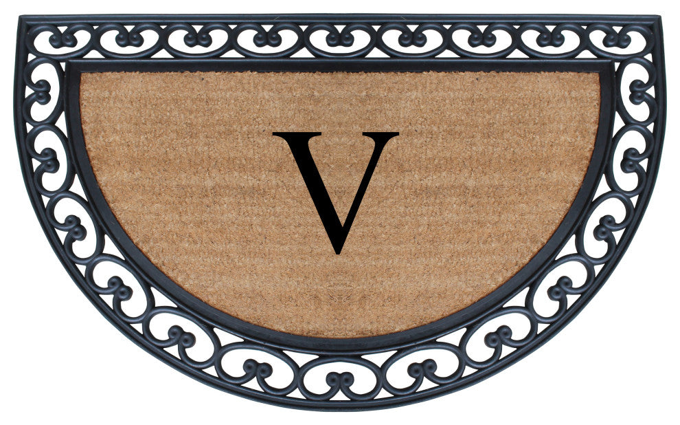 A1HC Half Round 30"x48" Double Door Monogrammed Doormat, V