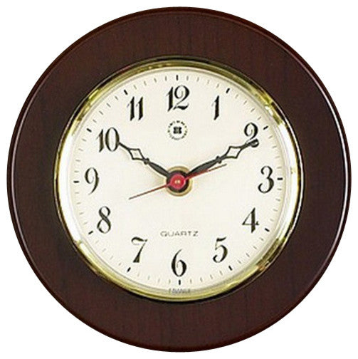 Brass Quartz Clock on Cherry Wood