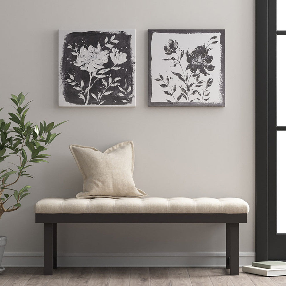 Madison Park Cassia Floral Black and White Canvas Wall Art