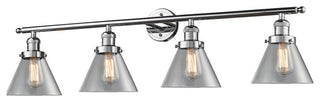 Large Cone 4-Light Bath Fixture, Clear Glass, Polished Chrome