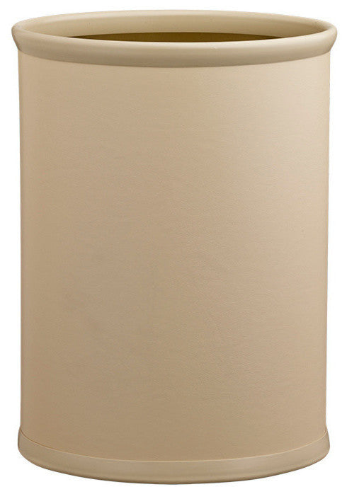Contempo Beige 14" Oval Waste Basket Dk. Brown Bumper