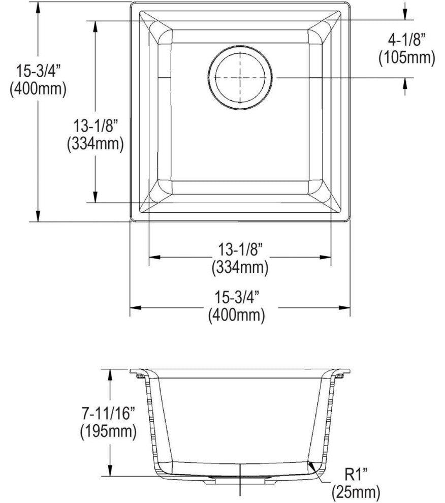 Elkay ELG1616 Quartz Classic 15-3/4" Undermount Single Basin - Black