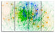 Green Outline of Fractal Colors, Abstract Wall Art Canvas, 48"x28", 4 Panels