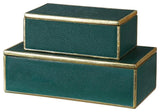 Uttermost Karis 2-Piece Transitional Polyresin Box Set in Emerald Green/Gold