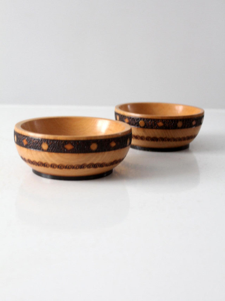 Consigned, Vintage Wooden Bowls Pair