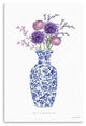 48" x 32" Blue and White Life Floral Vase Canvas Wall Art