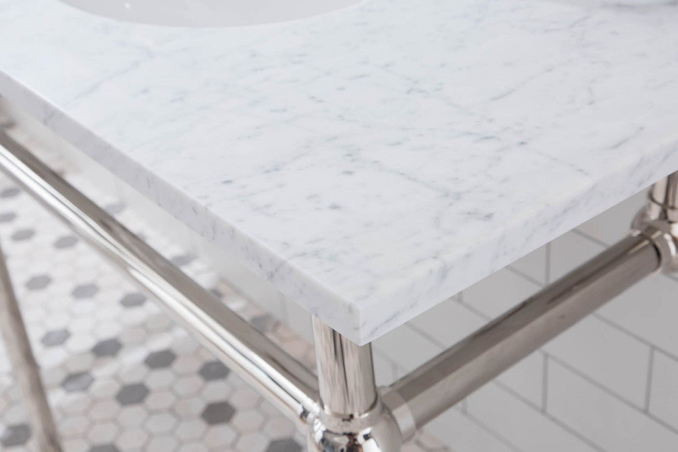 Embassy 72" Double Wash Stand, P-Trap, Countertop With Basin, Faucet, Mirror