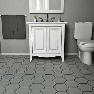 HexTile Ceramic Floor and Wall Tile, Matte Grey, Sample
