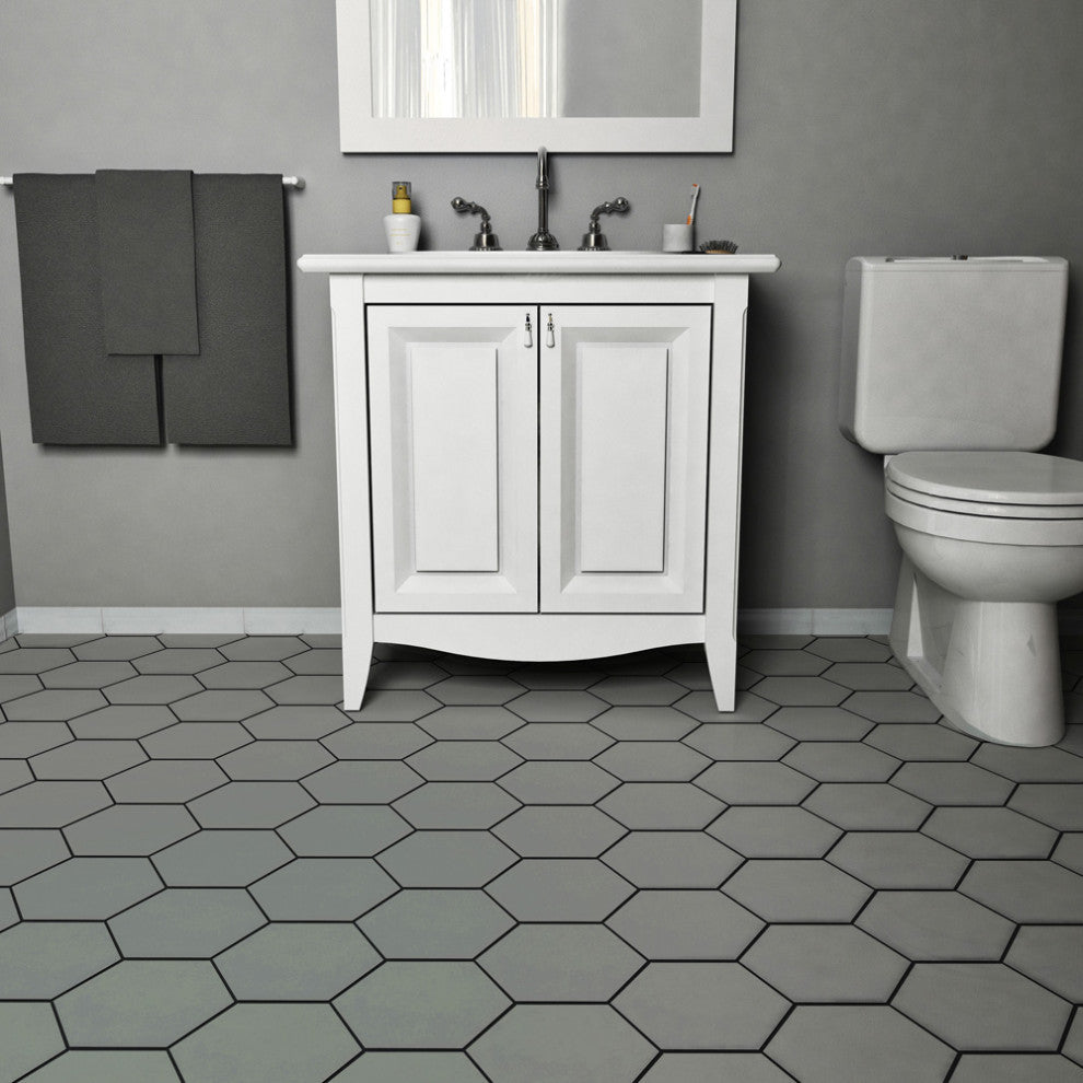 HexTile Ceramic Floor and Wall Tile, Matte Grey, Sample