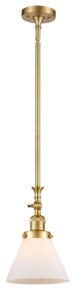 Large Cone 1 Light Mini Pendant, Satin Gold, Matte White