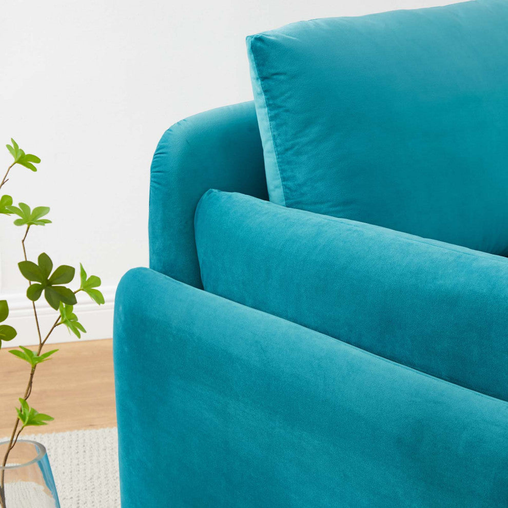 Indicate Performance Velvet Armchair Blue