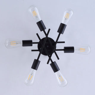 Black 6-Light Unique Sputnik Semi Flush Mount Light