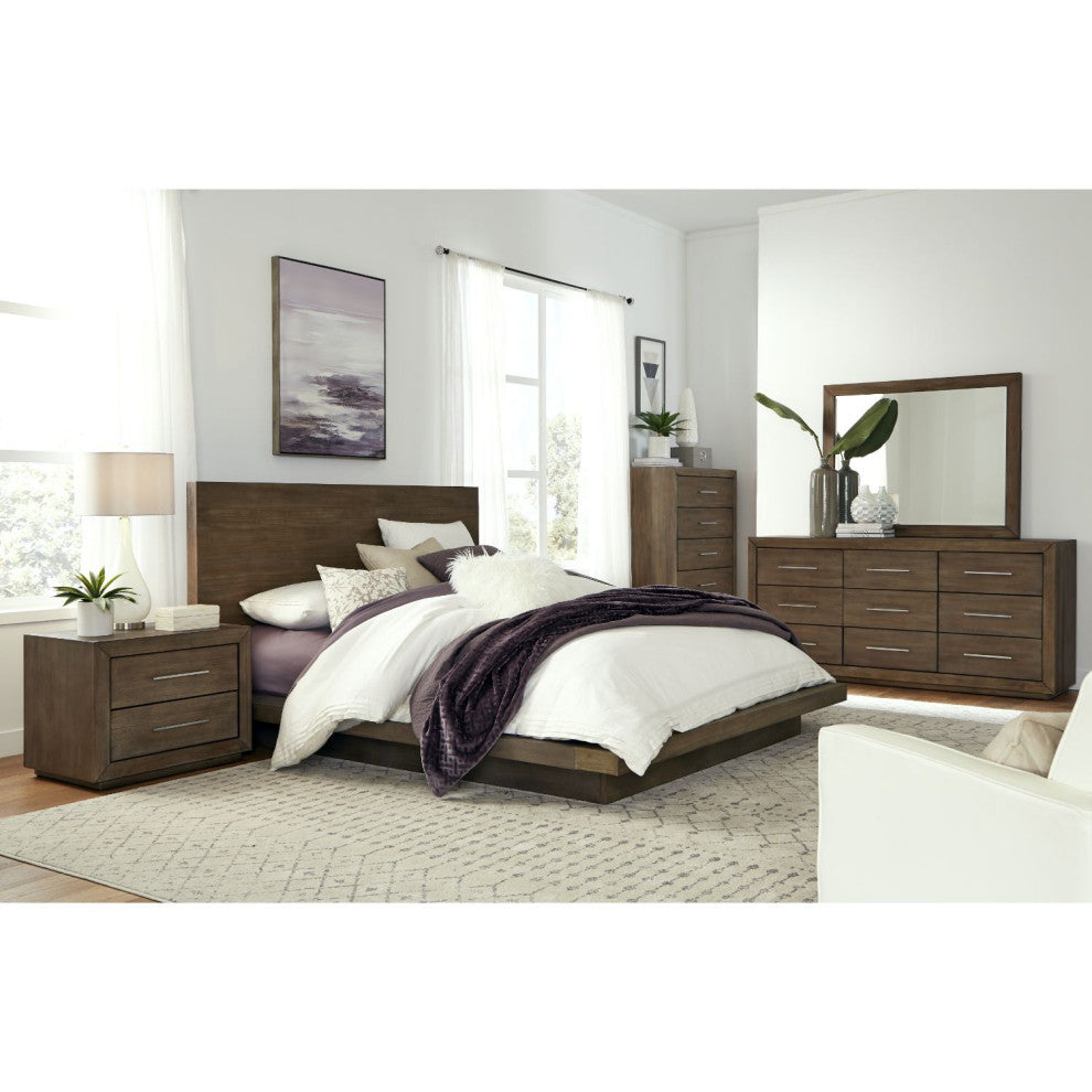 Modus Melbourne 5 PC Queen Panel Bedroom Set w Chest in Dark Pine