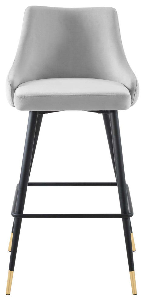 Bar Stool Chair Barstool, Velvet, Gray, Modern, Bar Cafe Bistro Restaurant