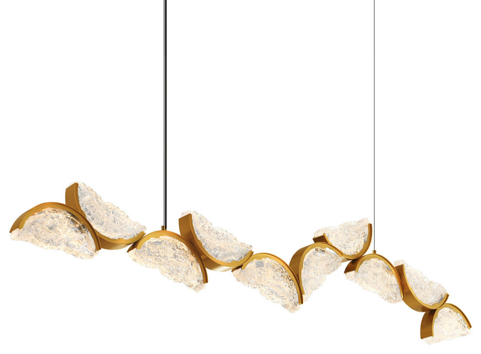 Moon Integrated LED Chandelier, Brass, 70 Inches