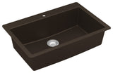 Karran QT-812 Top Mount 33" Large Single Bowl Quartz Kitchen Sink, Brown