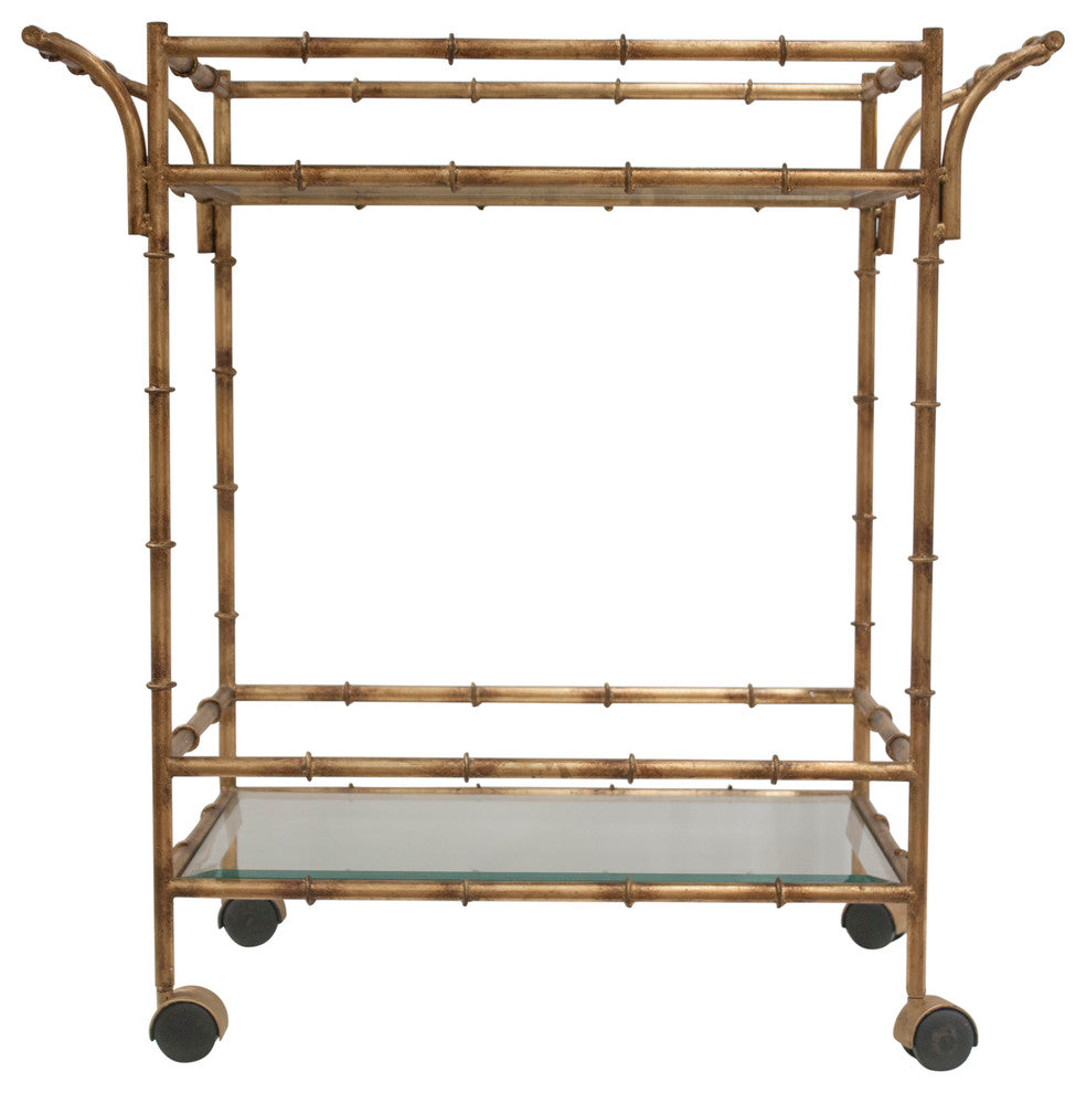 Antique Gold Bamboo Tea Cart